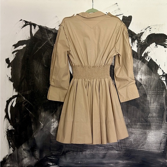 Maje Ralix Tie-Cuff Shirt Dress - Smocked Waist - Size 3 - Picture 8 of 14